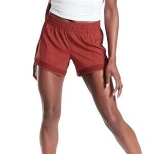 Athleta Printed Mesh Racer Run Short Rust Red Orange